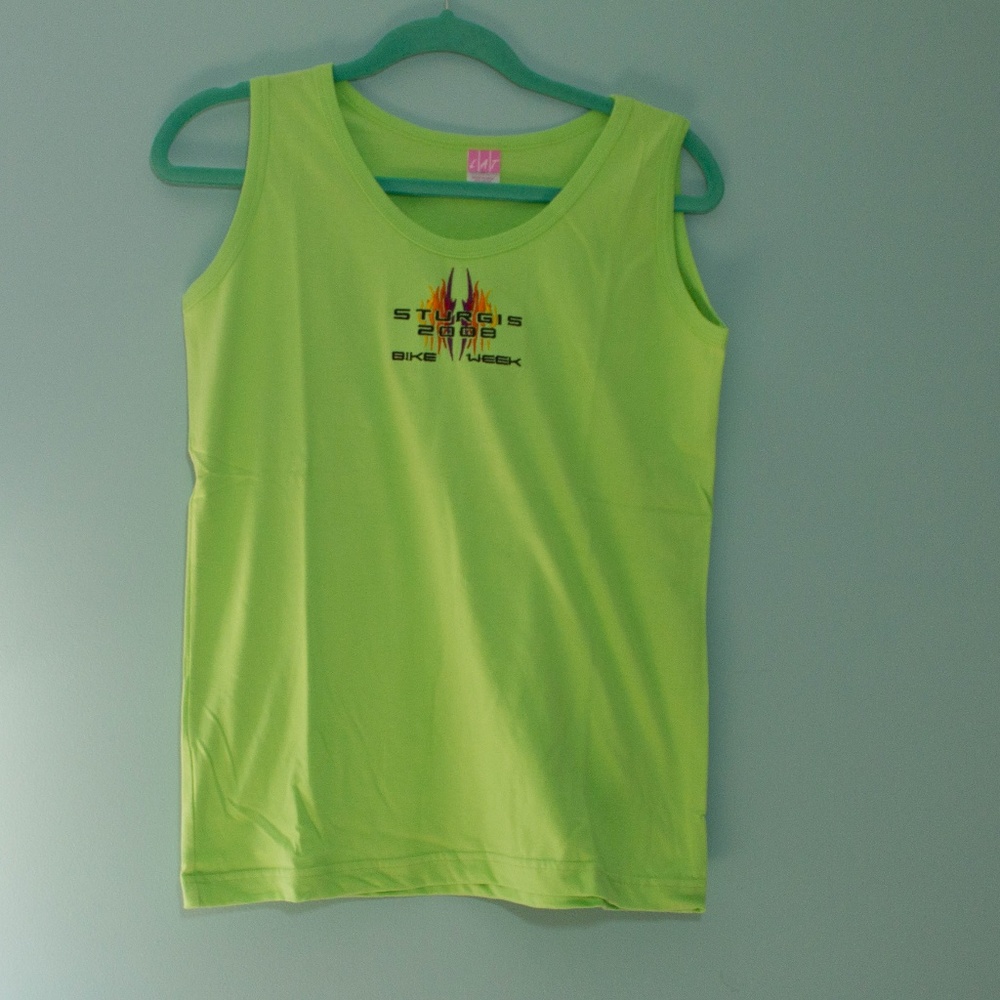 Lime Green Embroidered Sturgis 2009 Tank Top